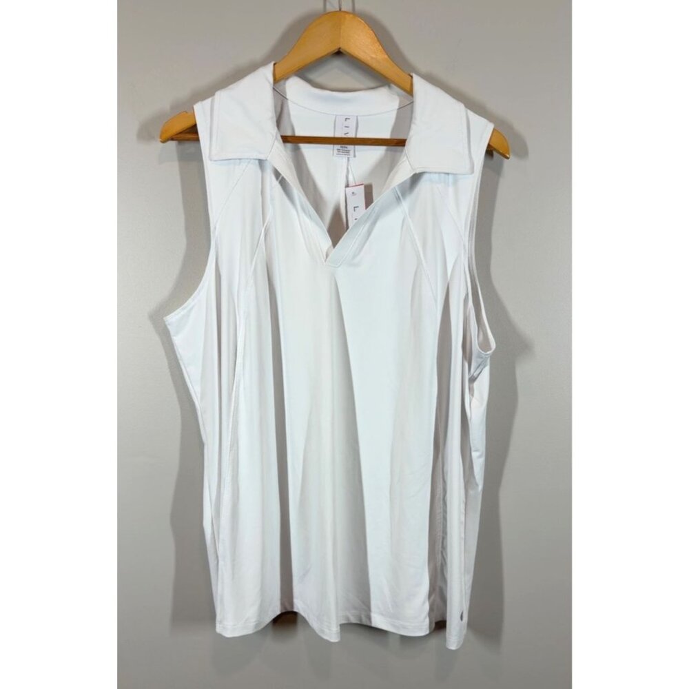 LIVI Activewear Sleeveless Polo Top Plus Size 22/24 White NWT